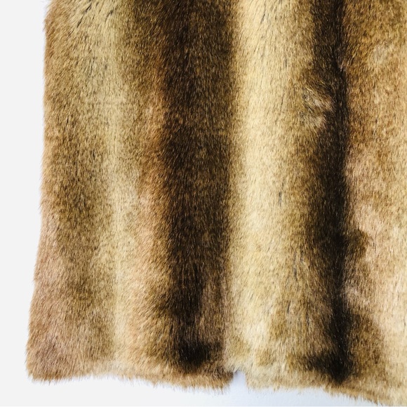 ZARA Trafaluc Outerwear Brown Faux Fur Vest Size S Mid-Length Jacket Sleeveless - Picture 6 of 8